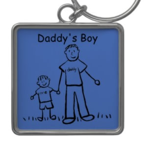 Daddy's Boy Blue Drawing Art Picture Keychain