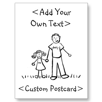 Father and Daughter Family Art Drawing Postcard