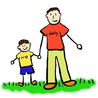 Father and Son Brunette Family Art Drawing Picture