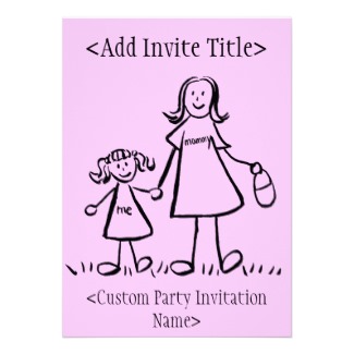 "Mommy and Me" Little Girl Invitation or Invites