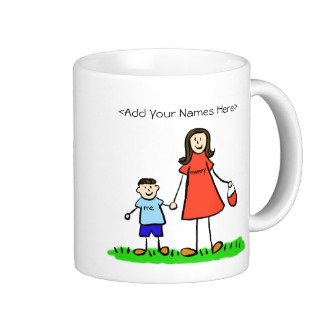 Mommy & Son - Brunette Family Custom Coffee Mugs